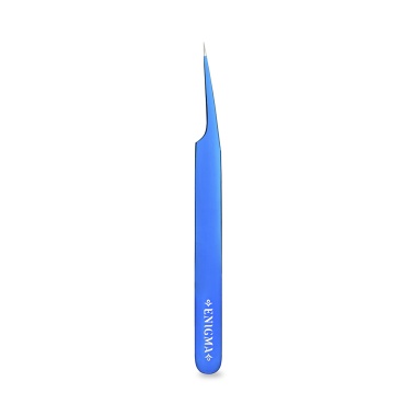 Enigma Пинцет прямой с изгибом и ручной заточкой Extra-Sharp, Blue Metallic купить
