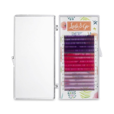 Lash&Go Ресницы микс, цветные, Raspberry, 0.07/D/8-12 мм, 15 линий купить