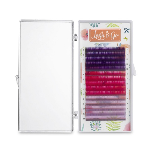 Lash&Go Ресницы микс, цветные, Raspberry, 0.07/D/9-13 мм, 15 линий купить