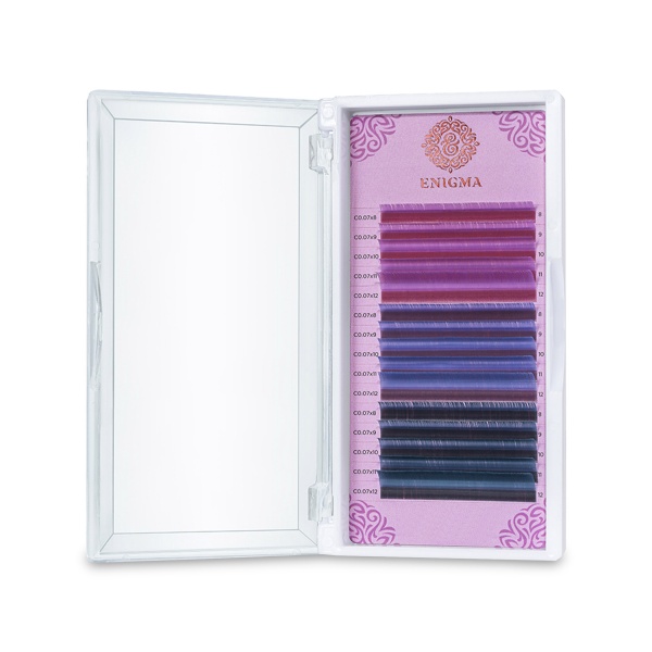 Enigma Ресницы микс, цветные, Pastel blues, 0.07/C/8-12 мм, 15 линий купить