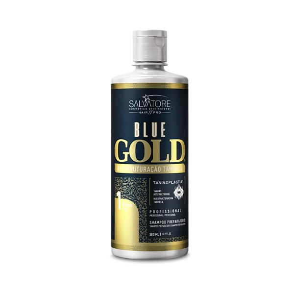 Salvatore Очищающий шампунь для волос Шаг 1 Танинопластика Blue Gold Taninoplastia Preparatory, 500 мл купить