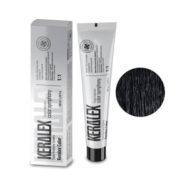 Keralex Крем-краска для волос Hair Color, 1.0 Natural Black Черный, 100 мл купить