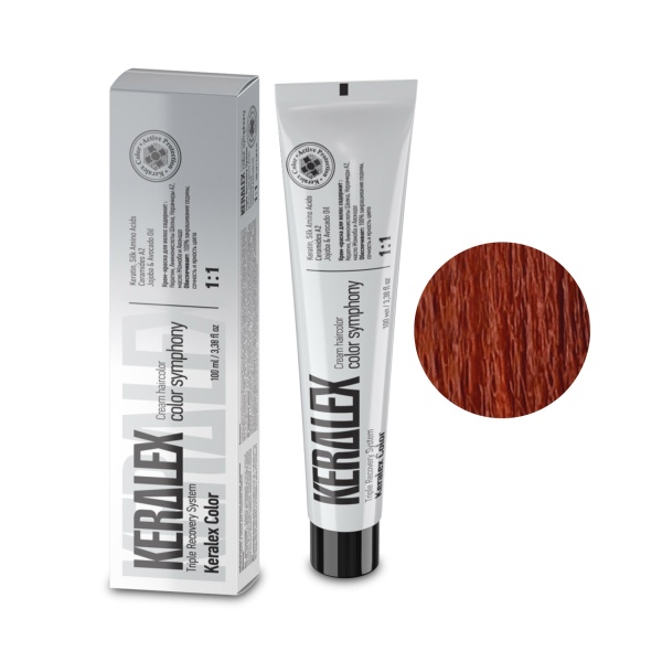 Keralex Крем-краска для волос Hair Color, 7.44 Dark Blonde Copper Copper Темный блондин интенсивно-медный, 100 мл купить