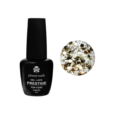 Planet Nails Топ для гель-лака Prestige Glossy Top Party, Gold, без липкого слоя, 8 мл купить