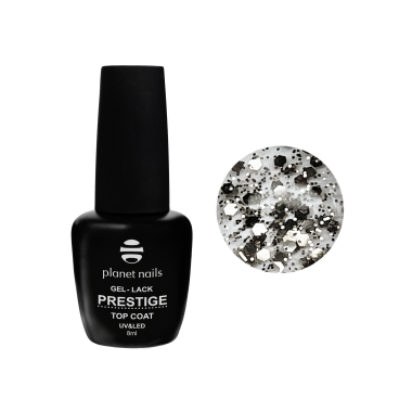 Planet Nails Топ для гель-лака Prestige Glossy Top Party, Silver, без липкого слоя, 8 мл купить