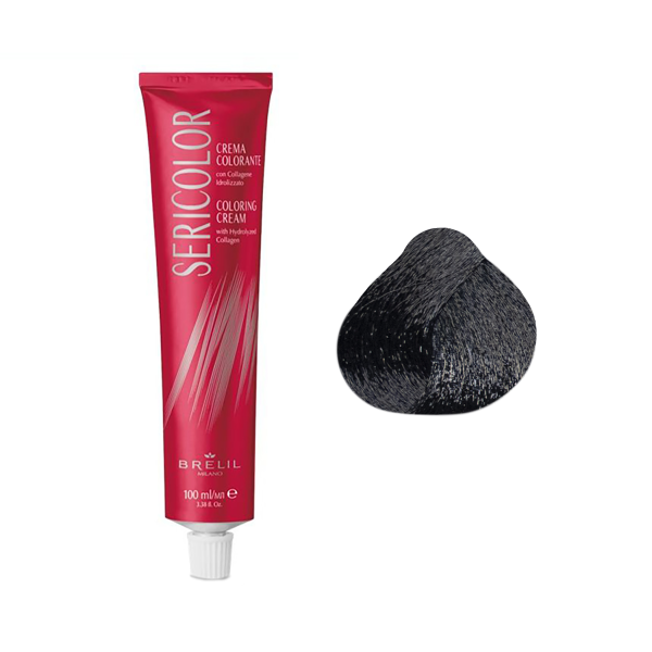 Brelil Professional Крем-краска для волос Sericolor, 1.1 Иссиня-чёрный, 100 мл купить