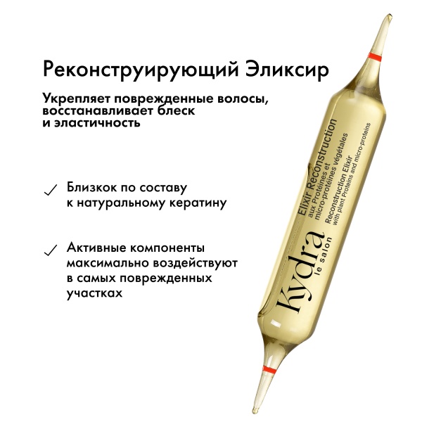 Kydra Le Salon Интенсивный эликсир-уход с растительными белками и микропротеинами для укрепления и увлажнения волос Reconstruction Elixir, 22 x 10 мл купить