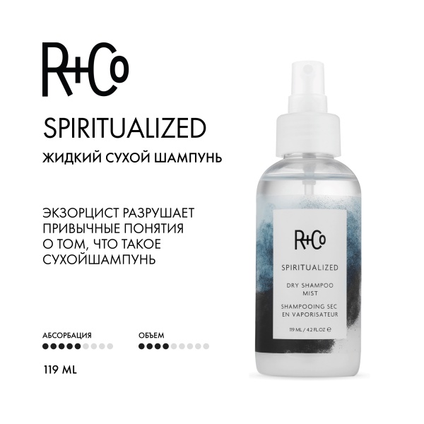 R+Co Жидкий сухой шампунь Экзорцист Spiritualized Dry Shampoo Mist, 124 мл купить