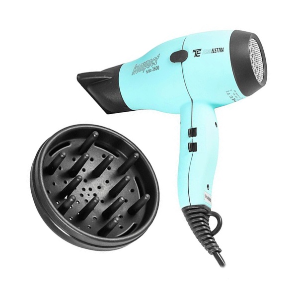 Tecnoelettra Фен для волос Kompact Turbo 3600, Acquamarine купить