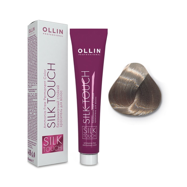 Ollin Professional Безаммиачный стойкий краситель с маслом виноградной косточки Silk Touch, 10/72 светлый блондин коричнево-фиолетовый, 60 мл купить