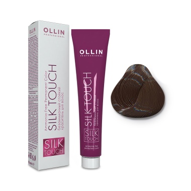 Ollin Professional Безаммиачный стойкий краситель с маслом виноградной косточки Silk Touch, 4/1 шатен пепельный, 60 мл купить