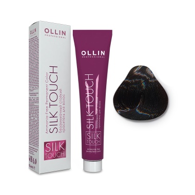 Ollin Professional Безаммиачный стойкий краситель с маслом виноградной косточки Silk Touch, 4/71 шатен коричнево-пепельный, 60 мл купить