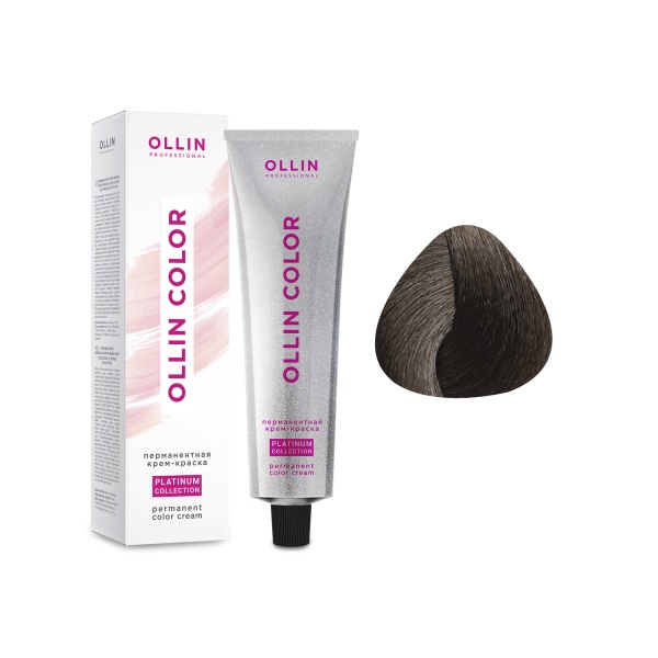 Ollin Professional Перманентная крем-краска для волос Color Platinum Collection, 8/17 светло русый пепельно-коричневый, 100 мл купить