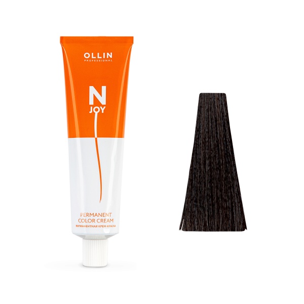 Ollin Professional Перманентная крем-краска для волос N-Joy, 5/0 светлый шатен, 100 мл купить