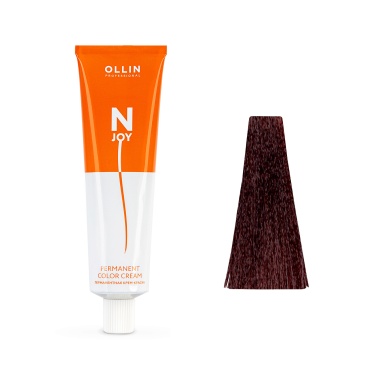 Ollin Professional Перманентная крем-краска для волос N-Joy, 5/4 светлый шатен медный, 100 мл купить