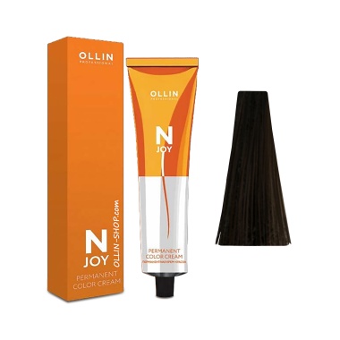 Ollin Professional Перманентная крем-краска для волос N-Joy, 5/77 светлый шатен интенсивно-коричневый, 100 мл купить