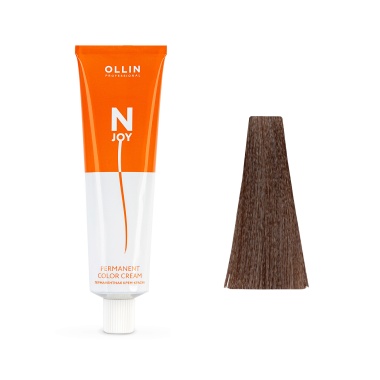 Ollin Professional Перманентная крем-краска для волос N-Joy, 8/35 светло-русый золотисто-махагоновый, 100 мл купить