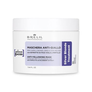 Brelil Professional Маска антижелтая для светлых, мелированных и седых волос Amino Treatment, 220 мл купить