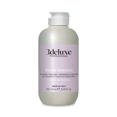 3Deluxe Professional Шампунь для сохранения цвета светлых, осветленных, мелированных и седых волос с экстрактами цветков лаванды и овса Blonde Shampoo, 250 мл купить