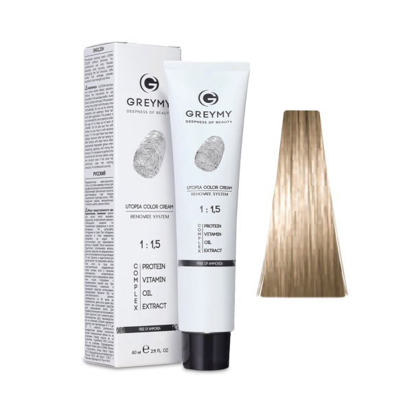 Greymy Перманентный крем краситель Utopia Color Cream, 9G Золотистый Блондин, 60 мл купить