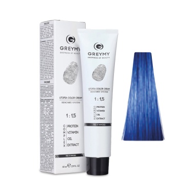 Greymy Перманентный крем краситель Utopia Color Cream, Чистый Синий, 60 мл купить