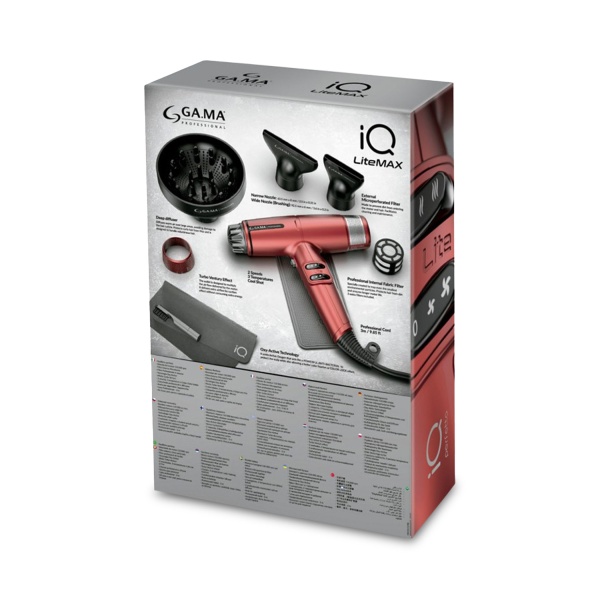Ga.Ma Professional Электрофен для волос IQ LiteMax, красный, 1700 Вт купить