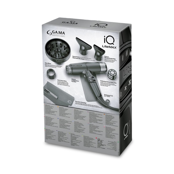 Ga.Ma Professional Электрофен для волос IQ LiteMax, черный, 1700 Вт купить