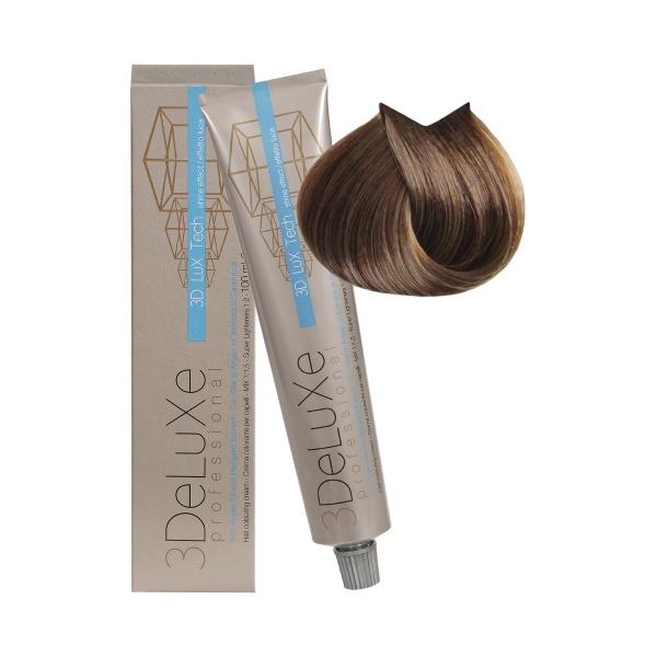 3Deluxe Professional Крем-краска для волос, 8.00 насыщенный светлый блондин, 100 мл купить