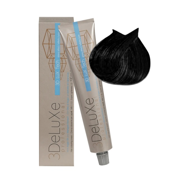 3Deluxe Professional Крем-краска для волос, 1.0 черный, 100 мл купить