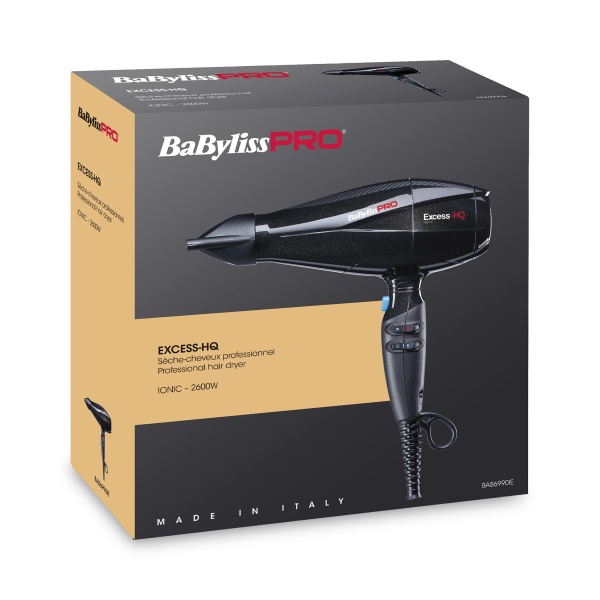 BaByliss Pro Фен Excess HQ, 2 насадки, 2600 Вт, черный купить