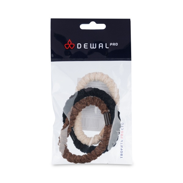 Dewal Pro Резинки для волос, бежевый/коричневый/черный, 3 шт купить