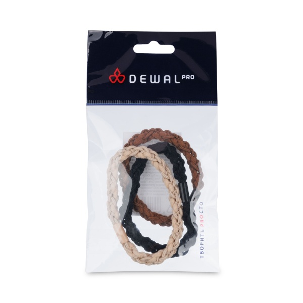 Dewal Pro Резинки для волос, бежевый/коричневый/черный, 3 шт купить