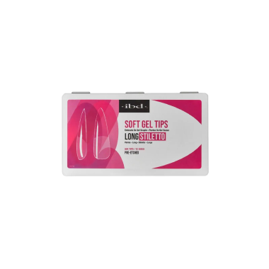ibd Прозрачные гелевые типсы стилет длинные Soft Gel Tips Long Stiletto, 12 размеров, 504 шт купить