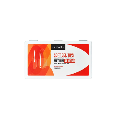 ibd Прозрачные гелевые типсы миндаль средние Soft Gel Tips Medium Almond, 12 размеров, 504 шт купить