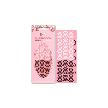 E.Mi Силиконовые стикеры Charmicon 3D Silicone Stickers, Лунулы №14, черные/белые купить