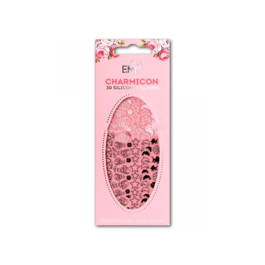 E.Mi Силиконовые стикеры Charmicon 3D Silicone Stickers, Рыбки №48 черные/белые купить