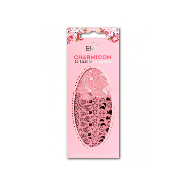 E.Mi Силиконовые стикеры Charmicon 3D Silicone Stickers, Рыбки №48 черные/белые купить
