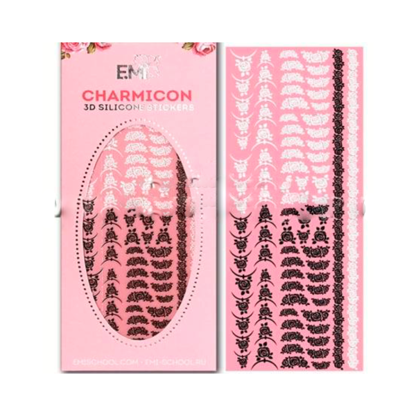 E.Mi Силиконовые стикеры Charmicon 3D Silicone Stickers, Лунулы MIX №24 черные/белые купить