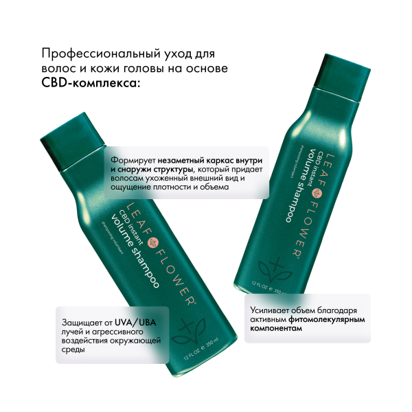 Leaf&Flower Шампунь для мгновенного объема и уплотнения волос CBD Instant Volume Shampoo, 350 мл купить