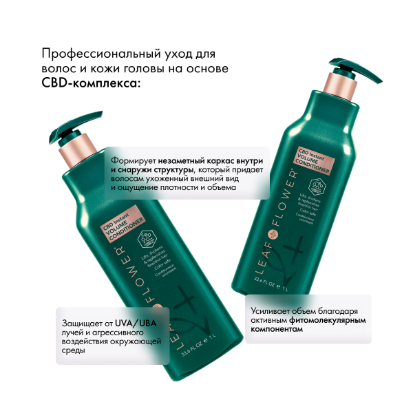 Leaf&Flower Кондиционер для мгновенного объема и уплотнения волос CBD Instant Volume Conditioner, 1000 мл купить