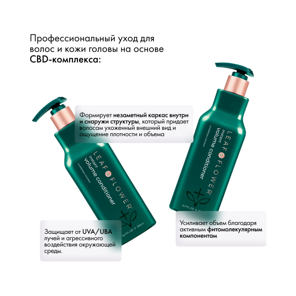 Leaf&Flower Кондиционер для мгновенного объема и уплотнения волос CBD Instant Volume Conditioner, 500 мл купить