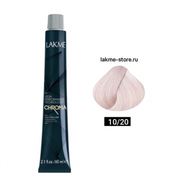 Lakme Крем-краска Chroma, 10/20 Очень светлый блондин фиолетовый, 60 мл купить