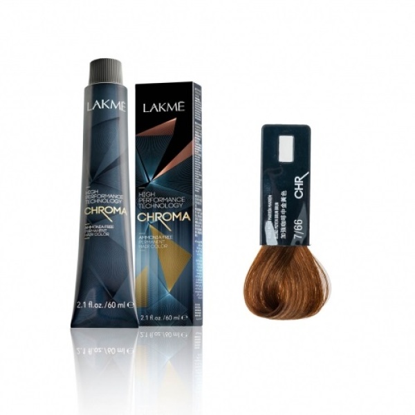 Lakme Крем-краска Chroma, 7/66 Средний блондин коричневый яркий, 60 мл купить