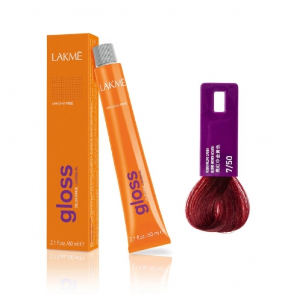 Lakme Крем-краска Gloss, 7/50 Средне-белокурый с оттенком красного дерева, 60 мл купить