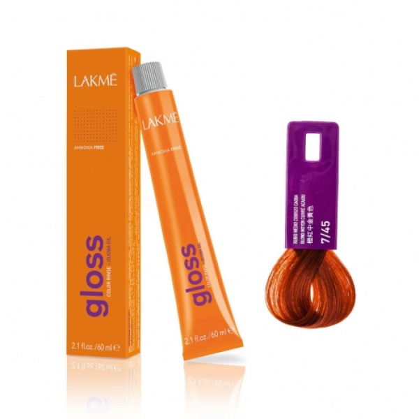 Lakme Крем-краска Gloss, 7/45 Средне-белокурый медно-красный с оттенком красного дерева, 60 мл купить