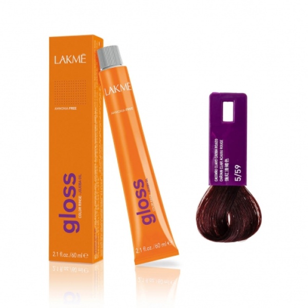 Lakme Крем-краска Gloss, 5/59 Светло-каштановый с оттенком красного дерева и с красноватым оттенком, 60 мл купить