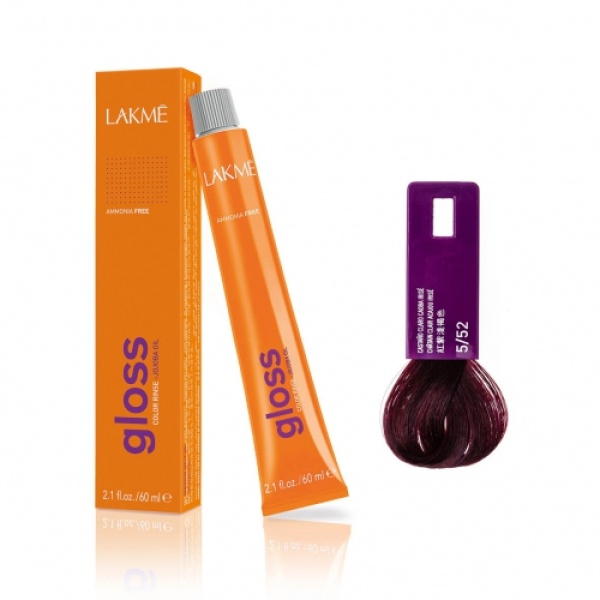 Lakme Крем-краска Gloss, 5/52 Светло-каштановый с оттенком красного дерева фиолетовый, 60 мл купить