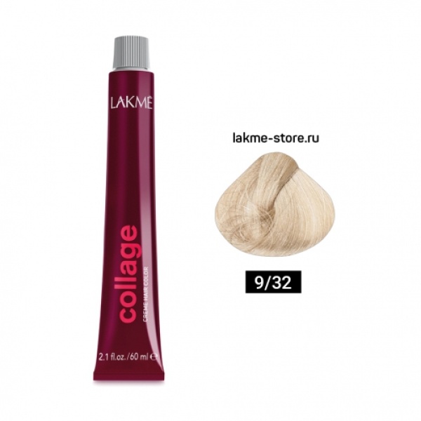 Lakme Крем-краска Collage, 9/32 Светлый блондин золотисто-фиолетовый, 60 мл купить