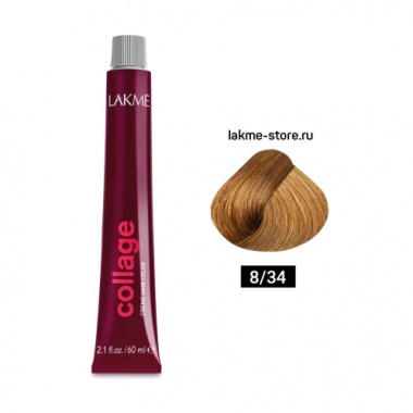 Lakme Крем-краска Collage, 8/34 Блондин золотисто-медный, 60 мл купить