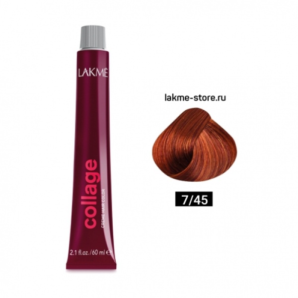 Lakme Крем-краска Collage, 7/45 Средний блондин медно-махагоновый, 60 мл купить